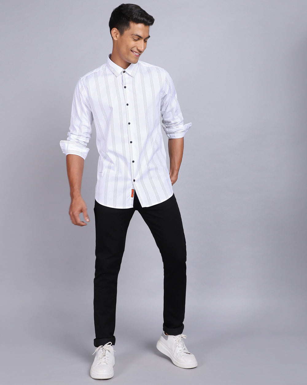 Smart Casual Striped Shirt-White