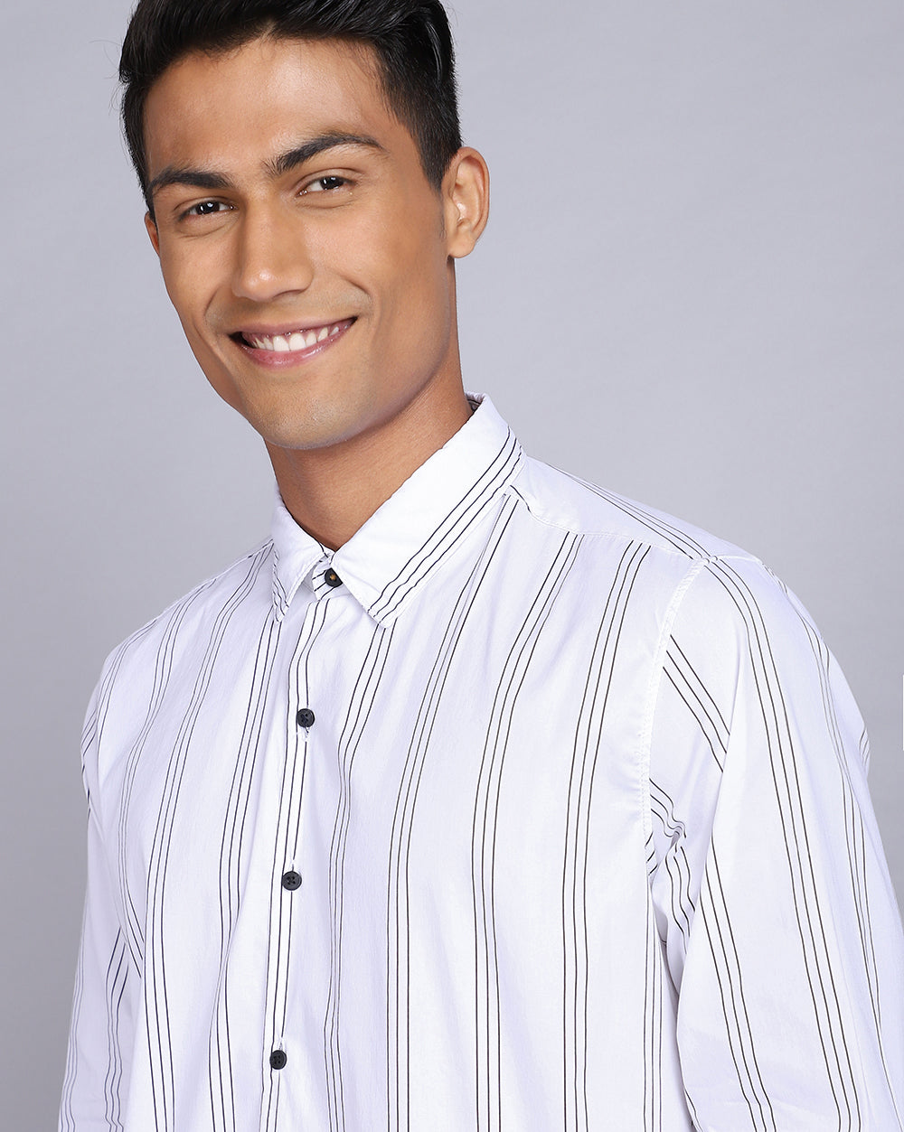 Smart Casual Striped Shirt-White