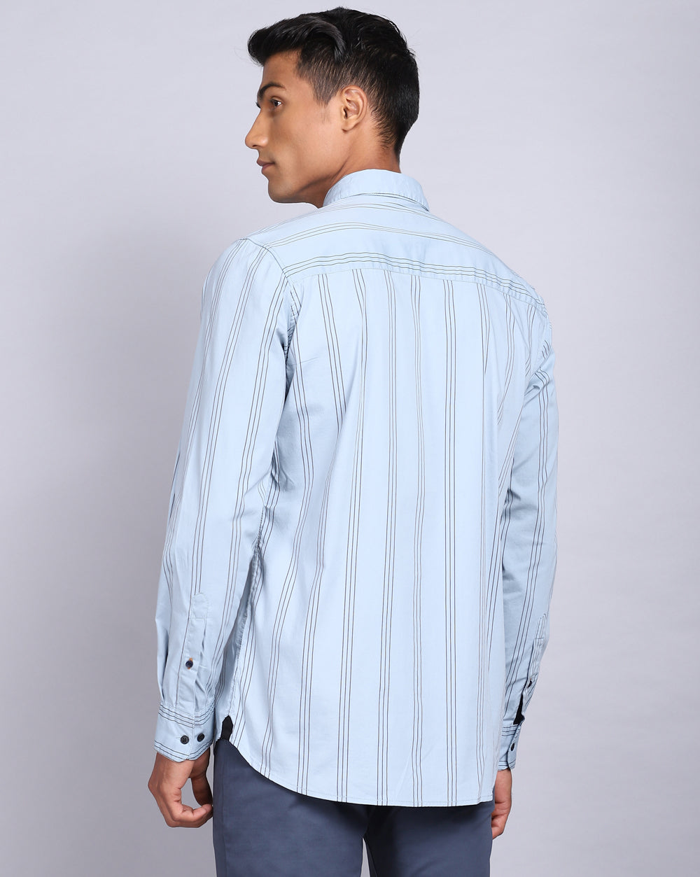 Smart Casual Striped Shirt-Mid Sky