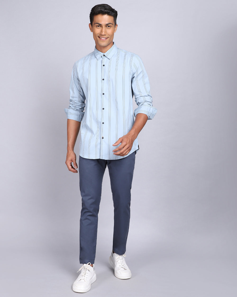 Smart Casual Striped Shirt-Mid Sky