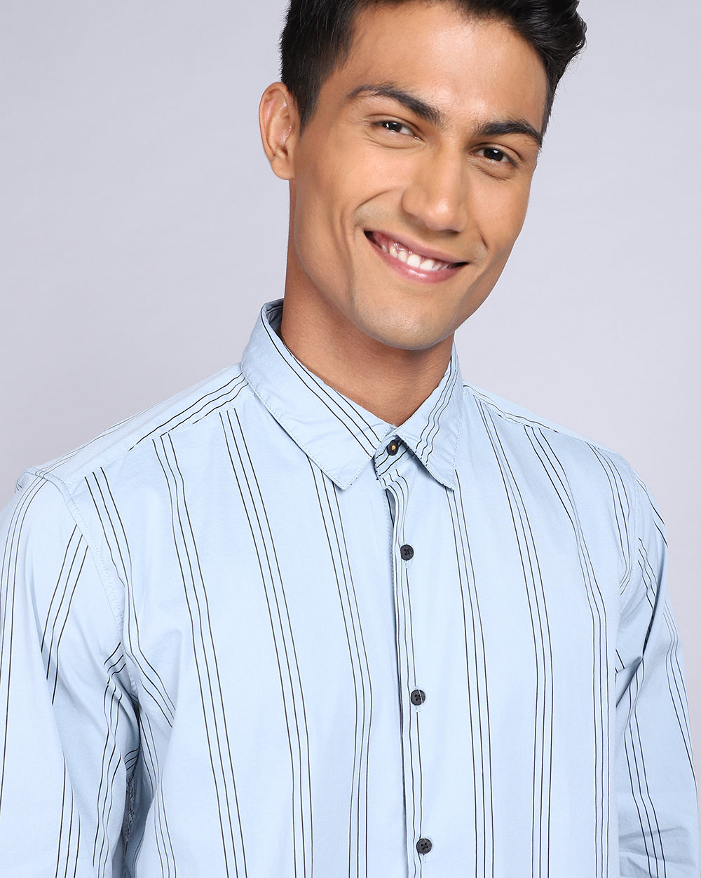 Smart Casual Striped Shirt-Mid Sky