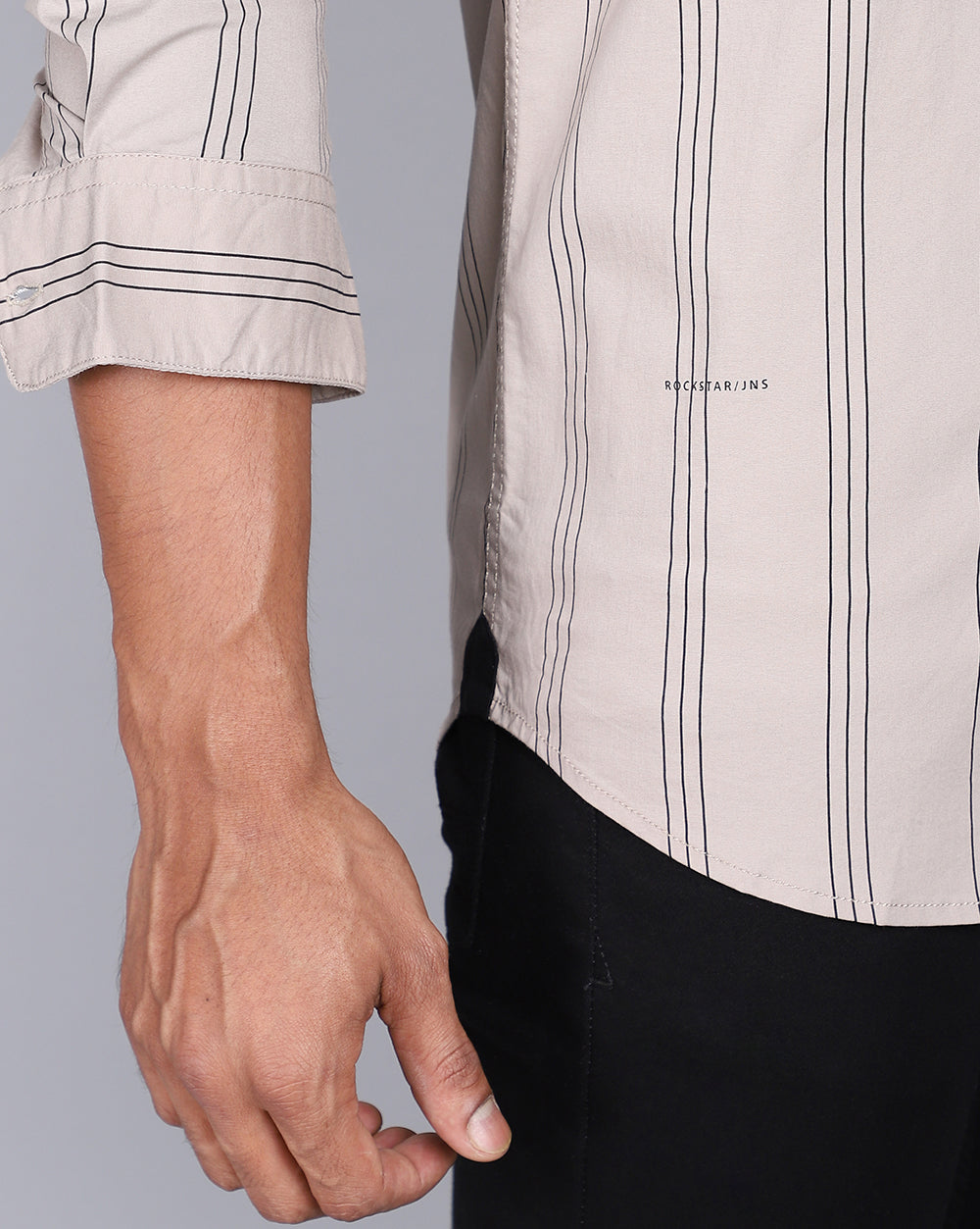 Smart Casual Striped Shirt-Lt. Khaki