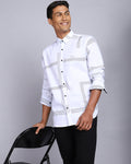 Printed Smart Casual Shirt-Pop White