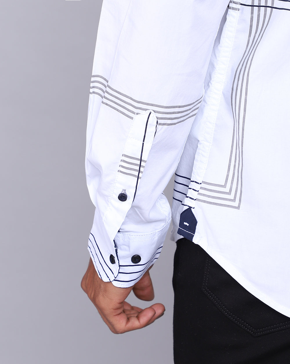 Printed Smart Casual Shirt-Pop White
