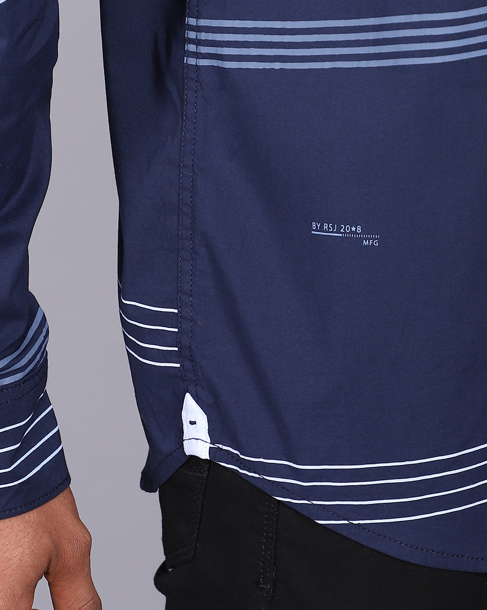 Printed Smart Casual Shirt-Indigo Blue