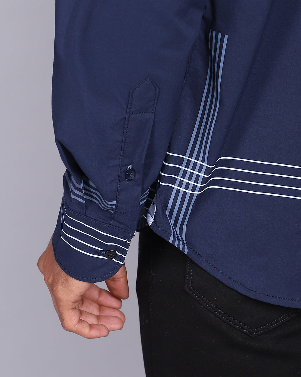 Printed Smart Casual Shirt-Indigo Blue