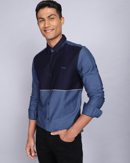 Smart Casual Weft Shirt-Navy