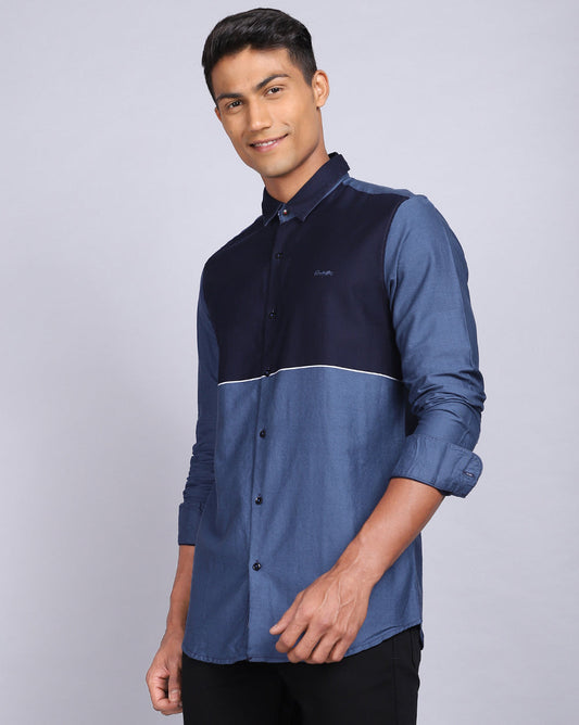 Smart Casual Weft Shirt-Navy