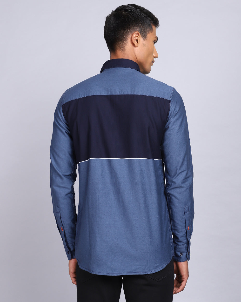 Smart Casual Weft Shirt-Navy