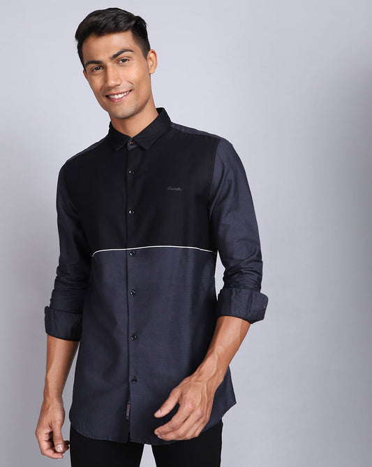 Smart Casual Weft Shirt-Black