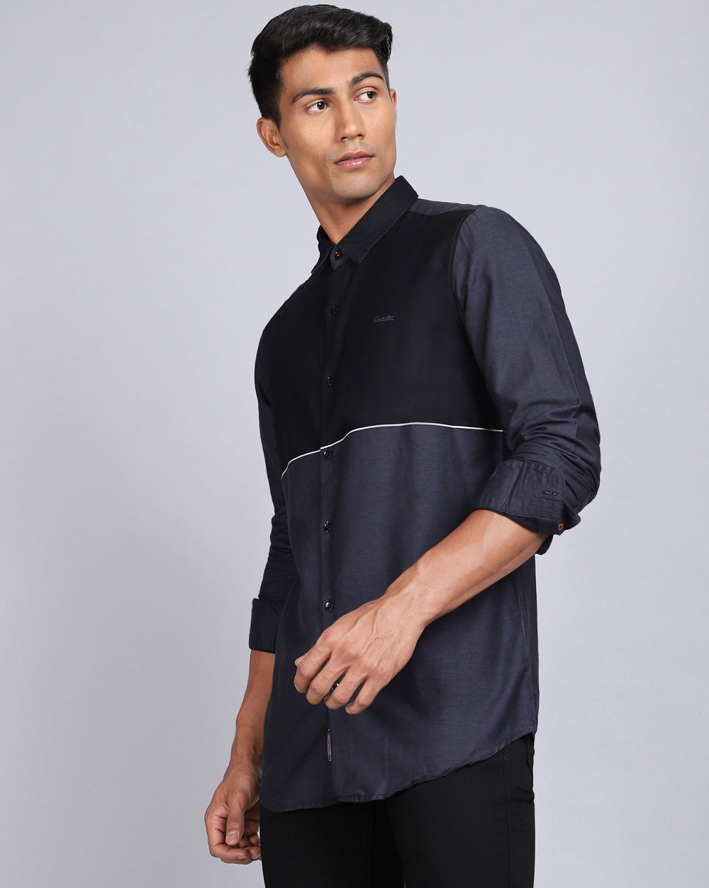 Smart Casual Weft Shirt-Black