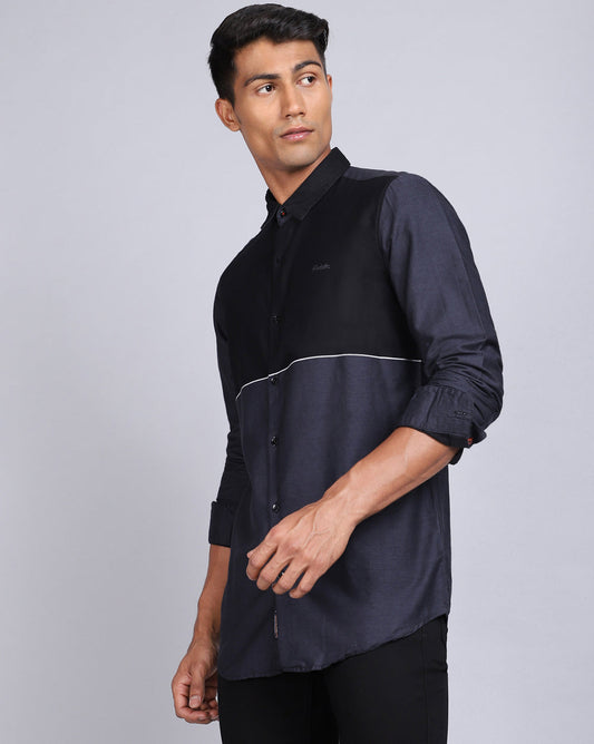 Smart Casual Weft Shirt-Black