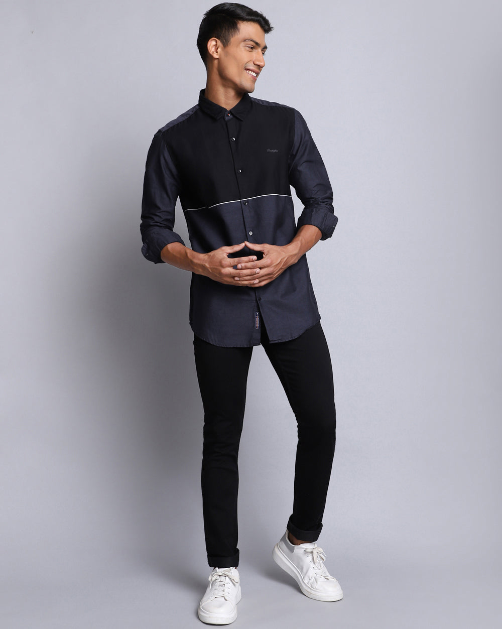 Smart Casual Weft Shirt-Black