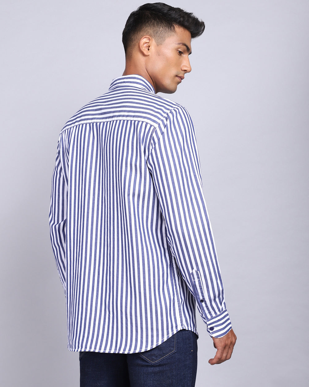 Smart Casual Striped Shirt-Pure White