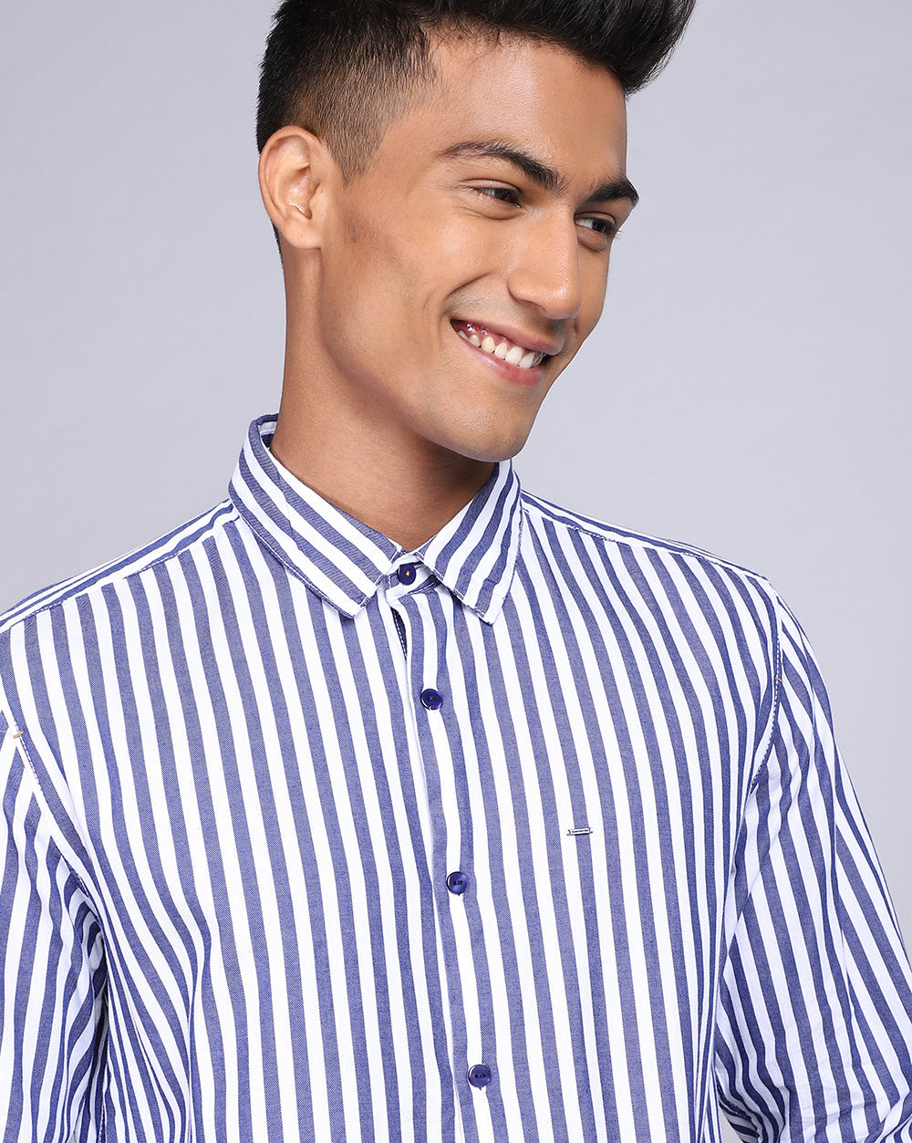 Smart Casual Striped Shirt-Pure White