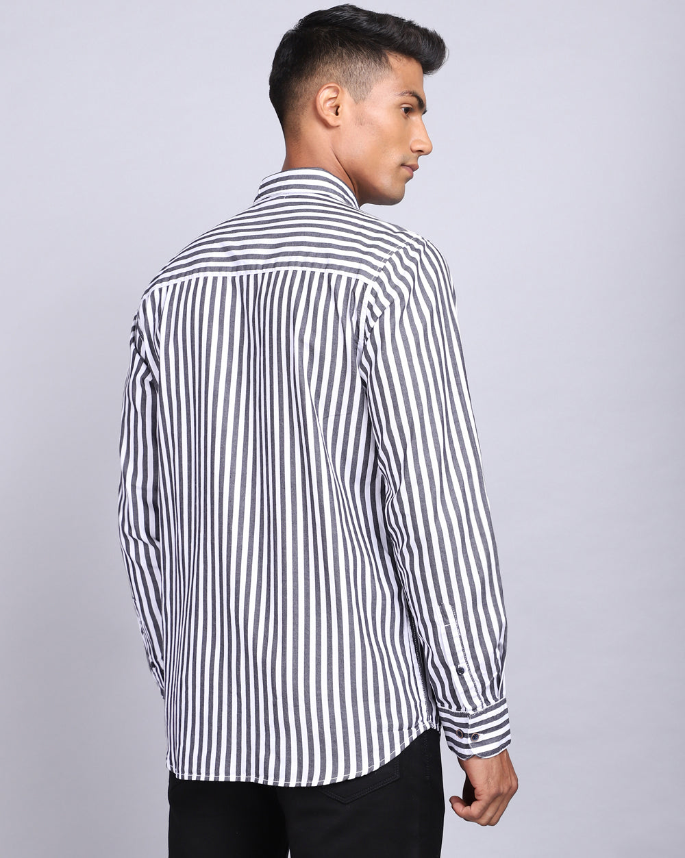 Smart Casual Striped Shirt-Black & White