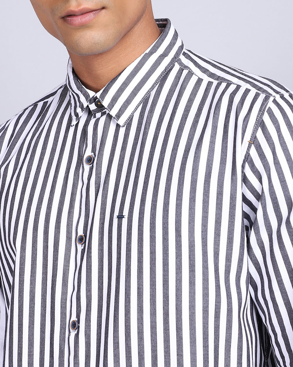 Smart Casual Striped Shirt-Black & White