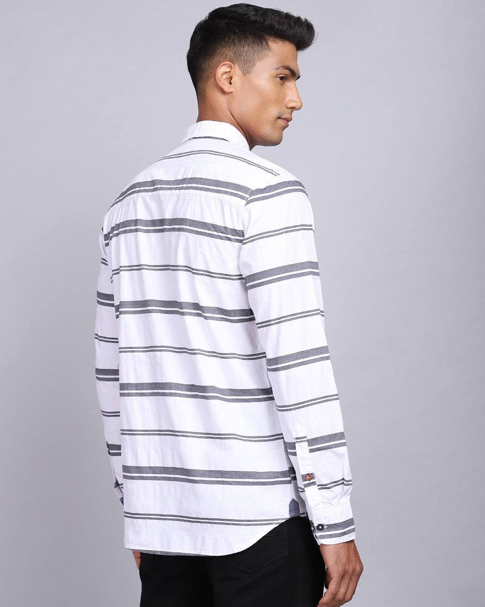 Smart Casual Striped Shirt-Pop White