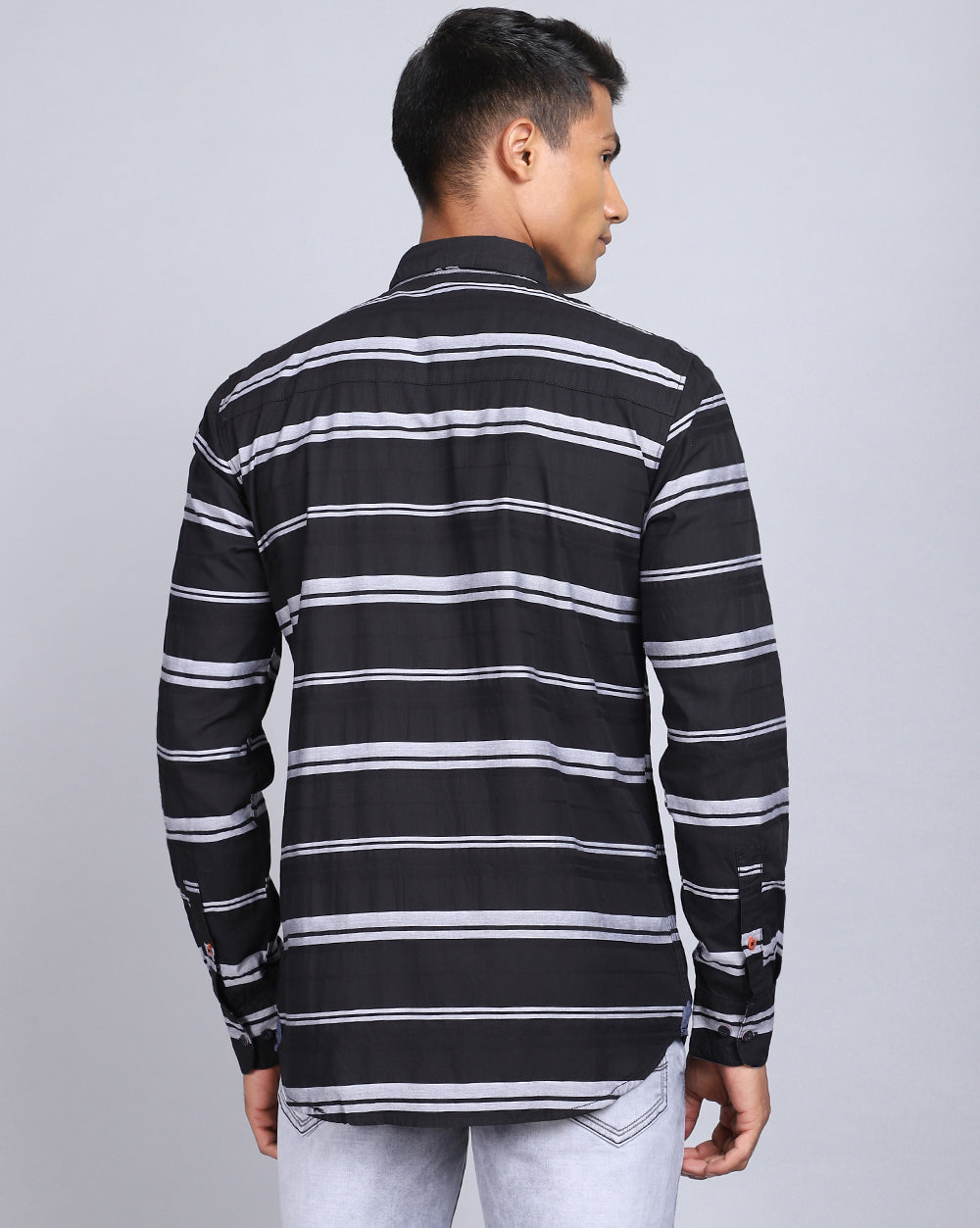 Smart Casual Striped Shirt-Black