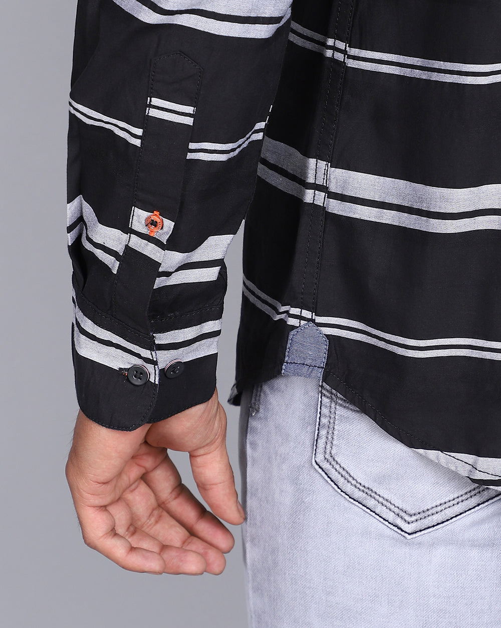 Smart Casual Striped Shirt-Black