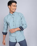 Smart Casual Striped Shirt-Pista Green