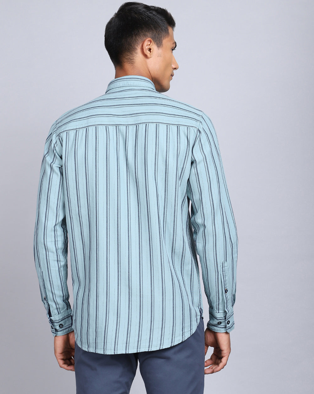 Smart Casual Striped Shirt-Pista Green