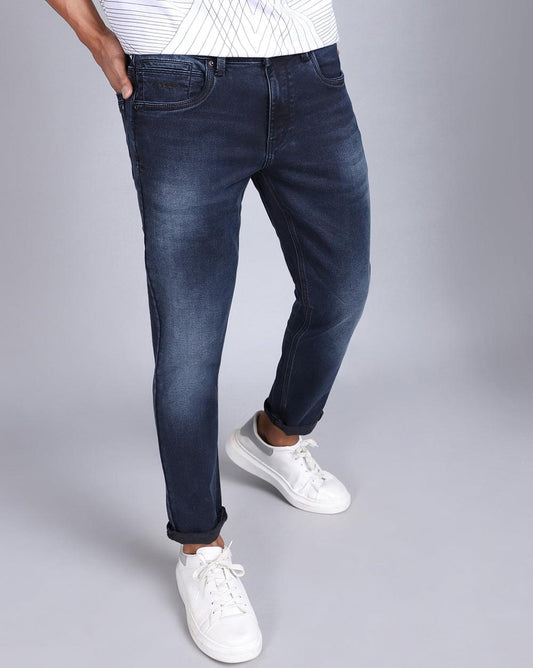 Ankle Fit Jeans-Washed Dark Blue