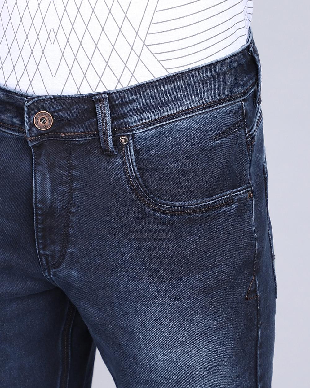 Ankle Fit Jeans-Washed Dark Blue