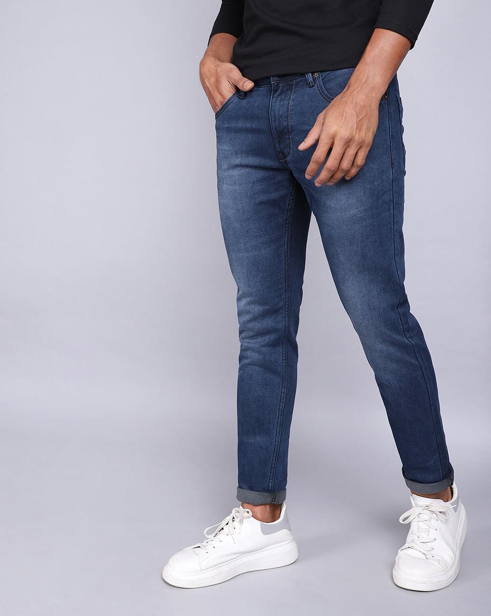 Ankle Fit Jeans-Mid Blue