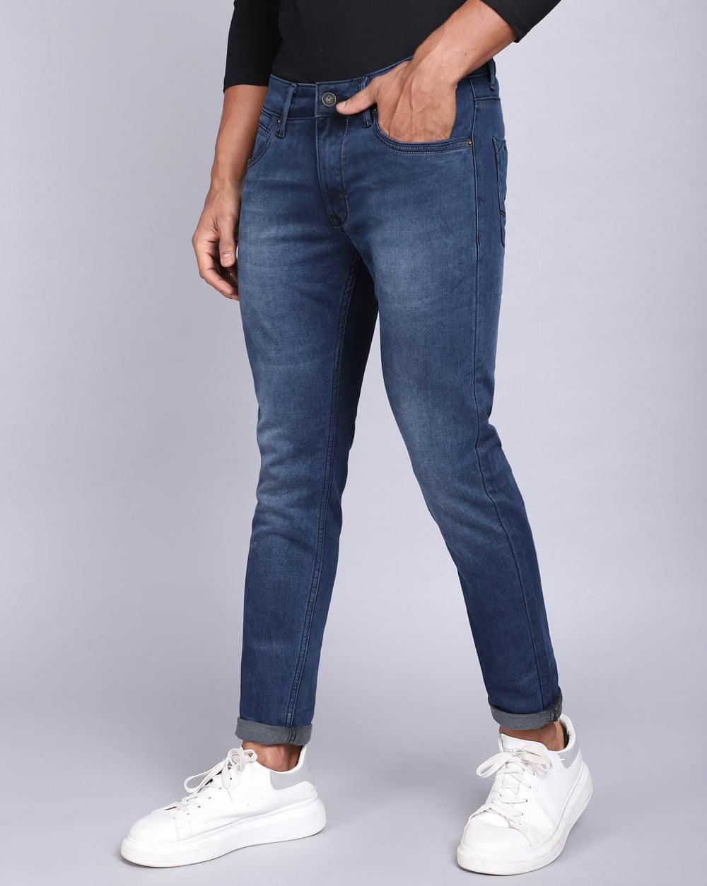 Ankle Fit Jeans-Mid Blue