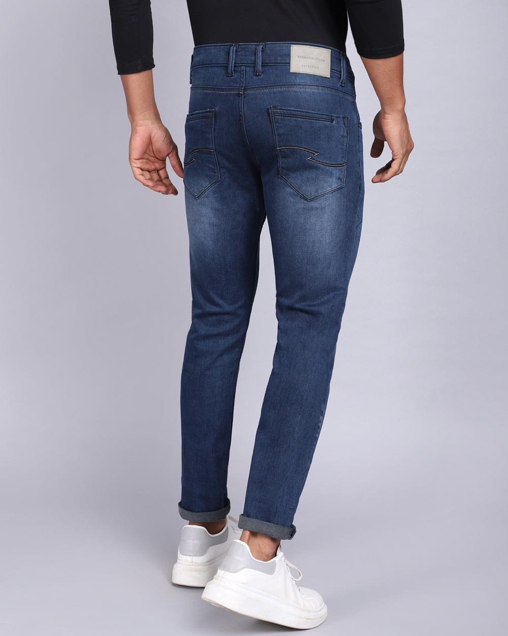 Ankle Fit Jeans-Mid Blue
