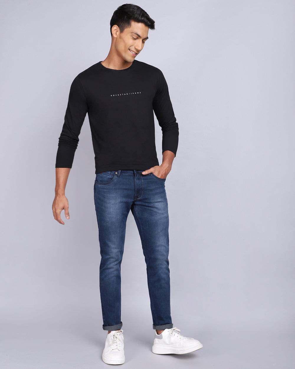 Ankle Fit Jeans-Mid Blue
