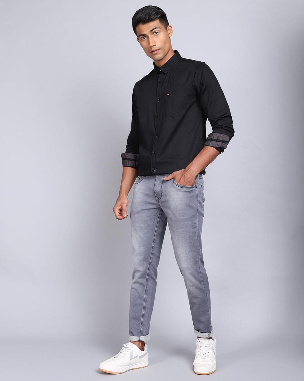 Ankle Fit Jeans-Mid Grey