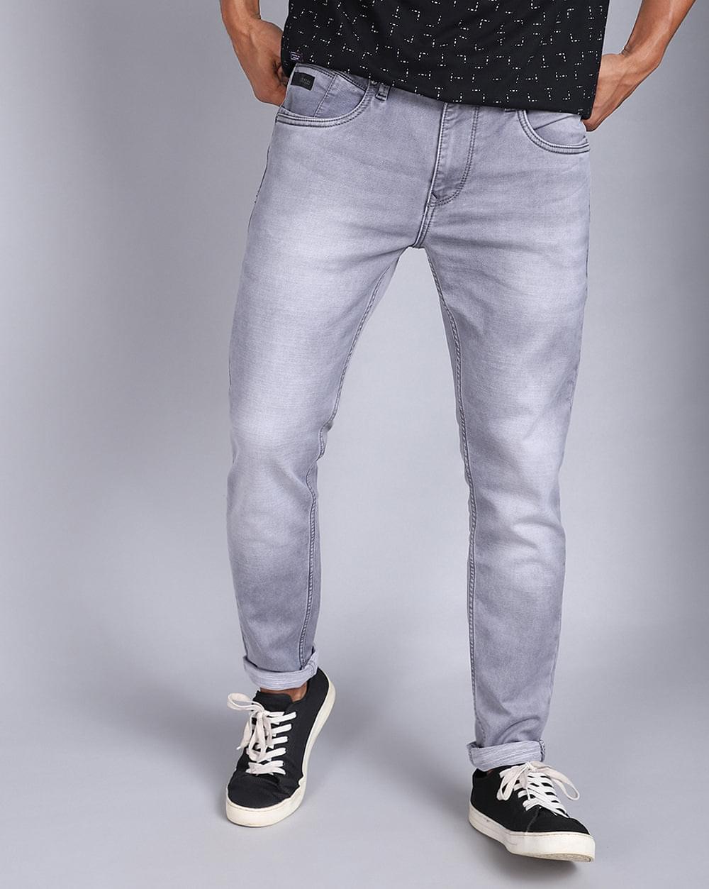 Ankle Fit Jeans-Light Grey