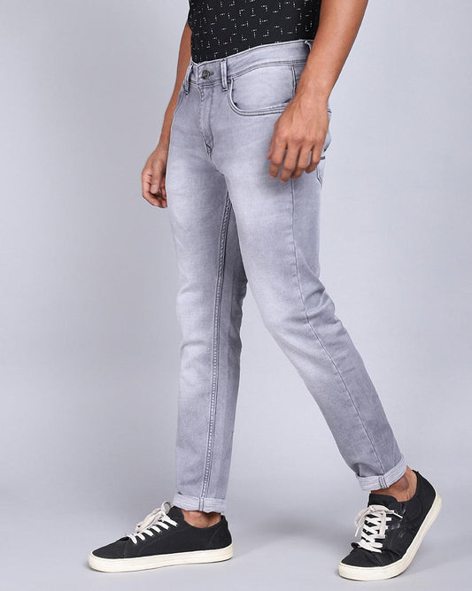 Ankle Fit Jeans-Light Grey
