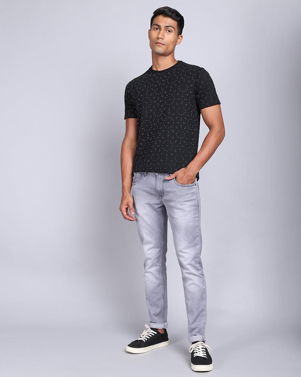 Ankle Fit Jeans-Light Grey