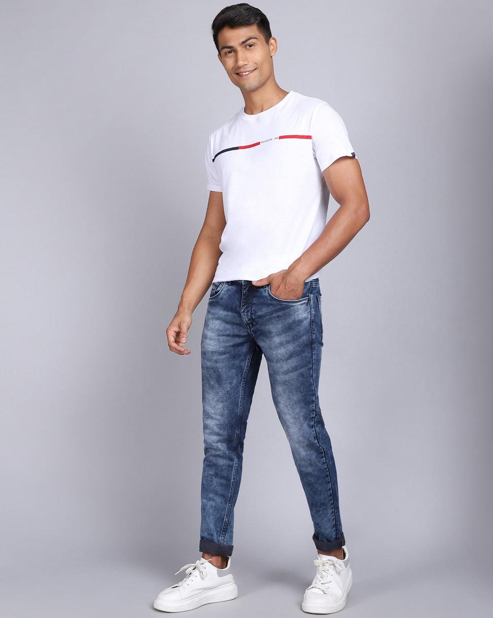 Ankle Fit Jeans-Mid Wash Blue