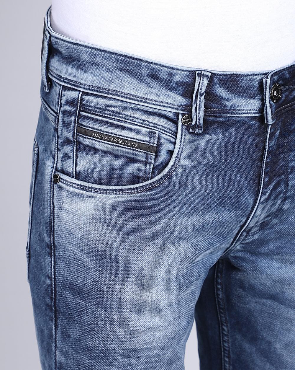 Ankle Fit Jeans-Mid Wash Blue