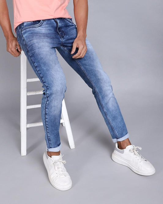 Ankle Fit Jeans-Light Wash Blue