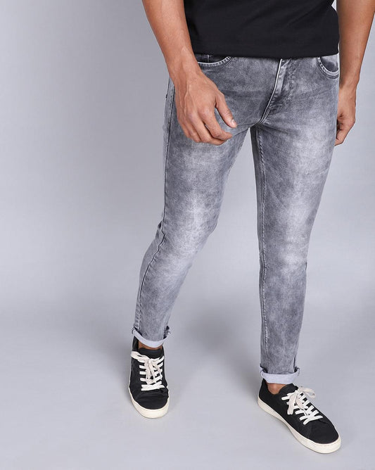 Ankle Fit Jeans-Stonewash Light Grey