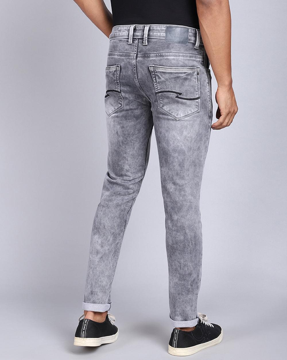 Ankle Fit Jeans-Stonewash Light Grey