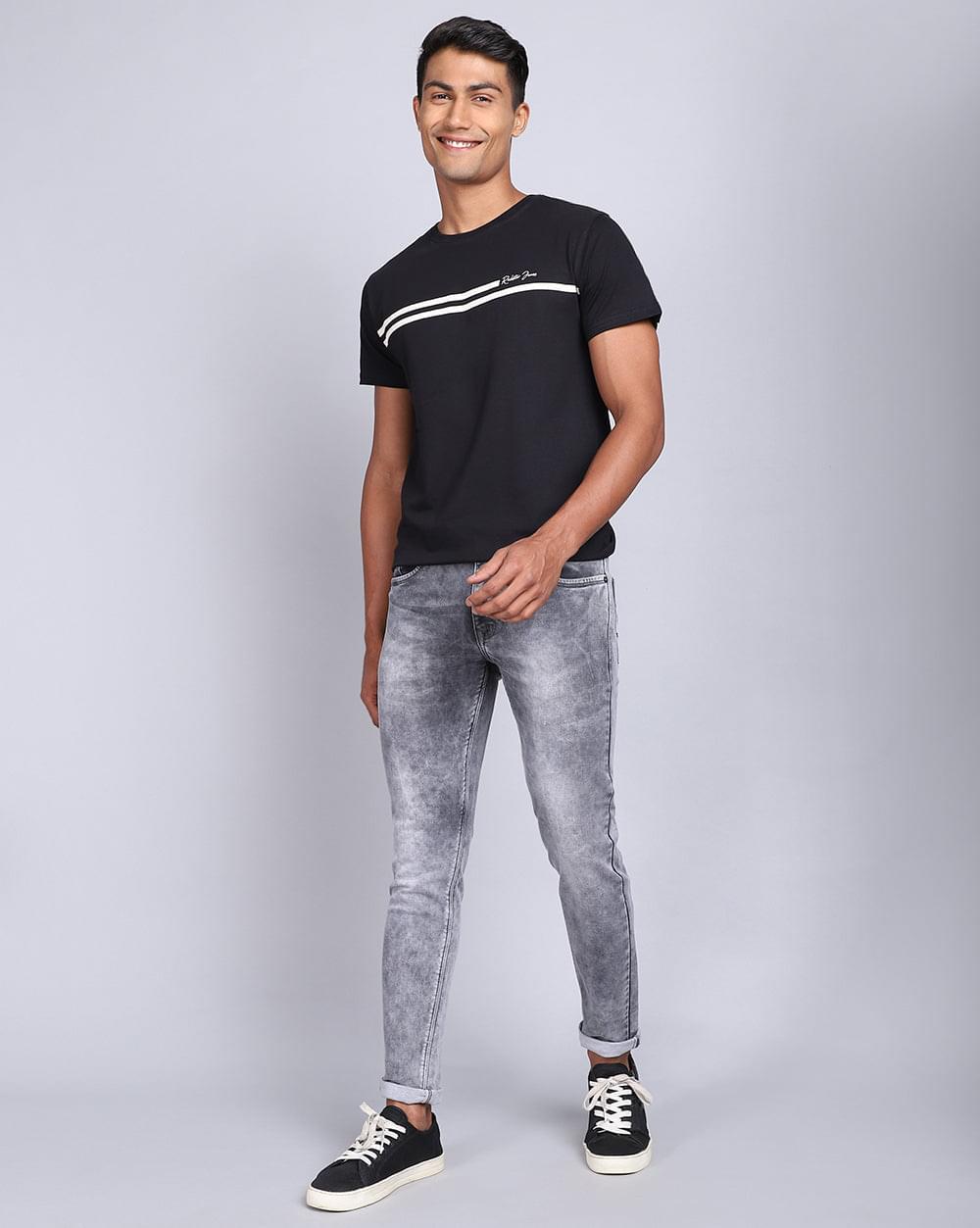 Ankle Fit Jeans-Stonewash Light Grey