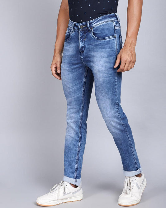 Ankle Fit Jeans-Faded Mid Blue