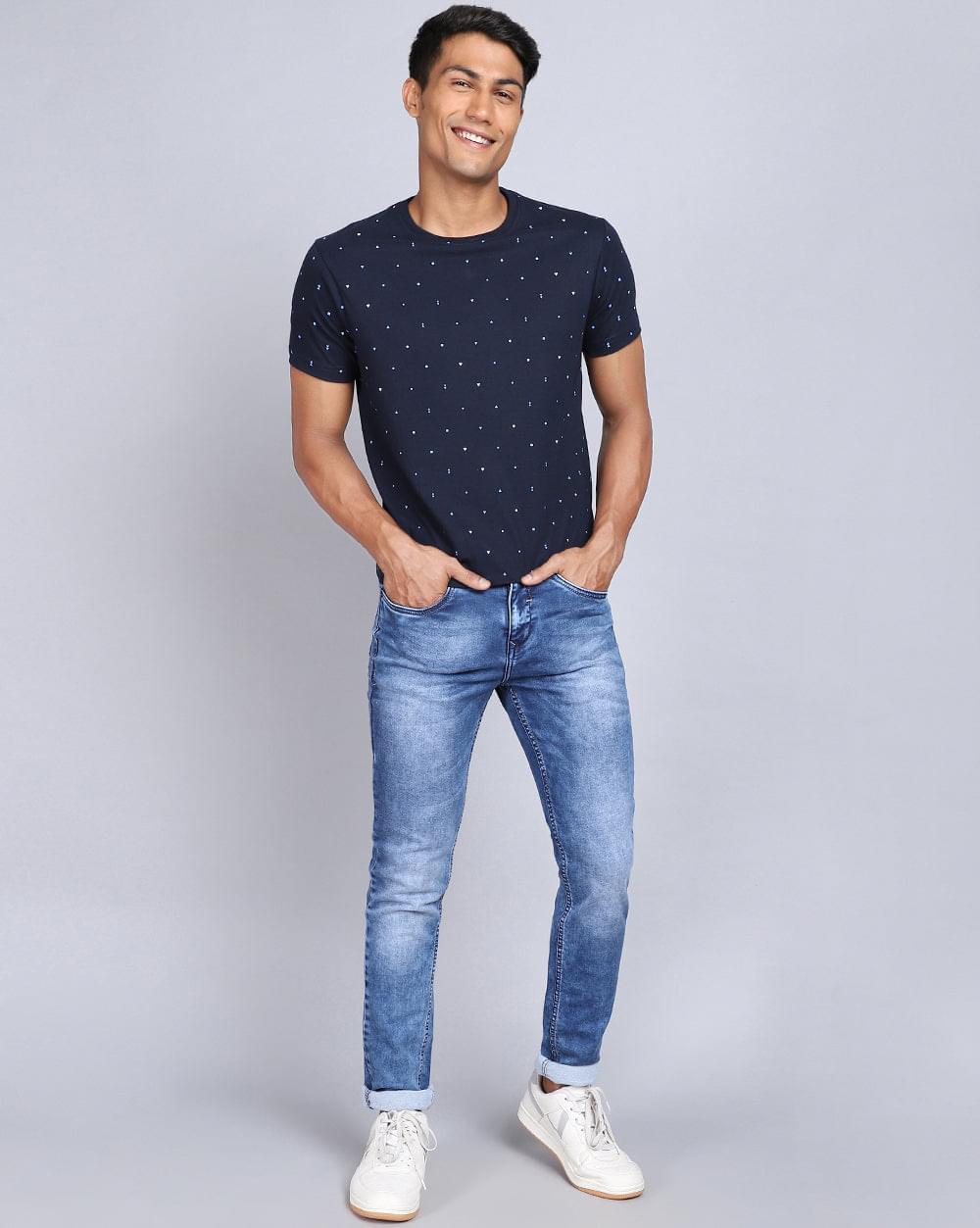 Ankle Fit Jeans-Faded Mid Blue