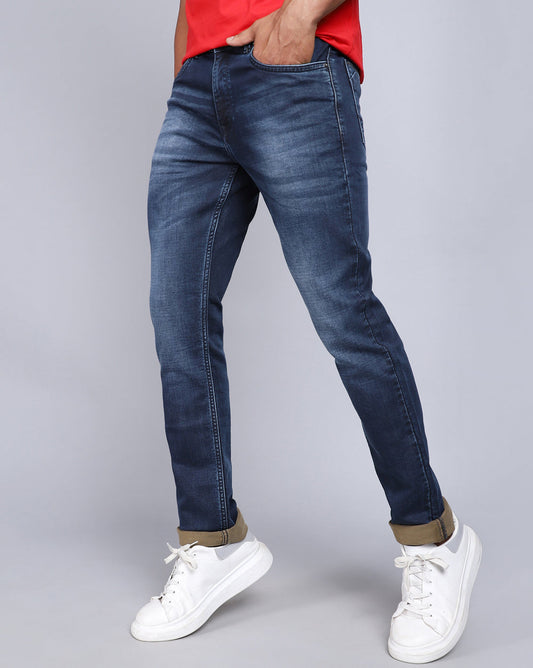 Slim Fit Jeans-Washed Dark Blue