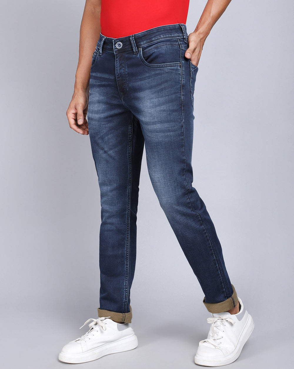Slim Fit Jeans-Washed Dark Blue