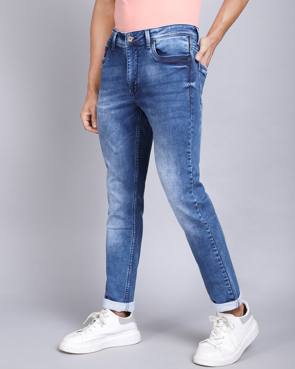 Slim Fit Jeans-Washed Light Blue