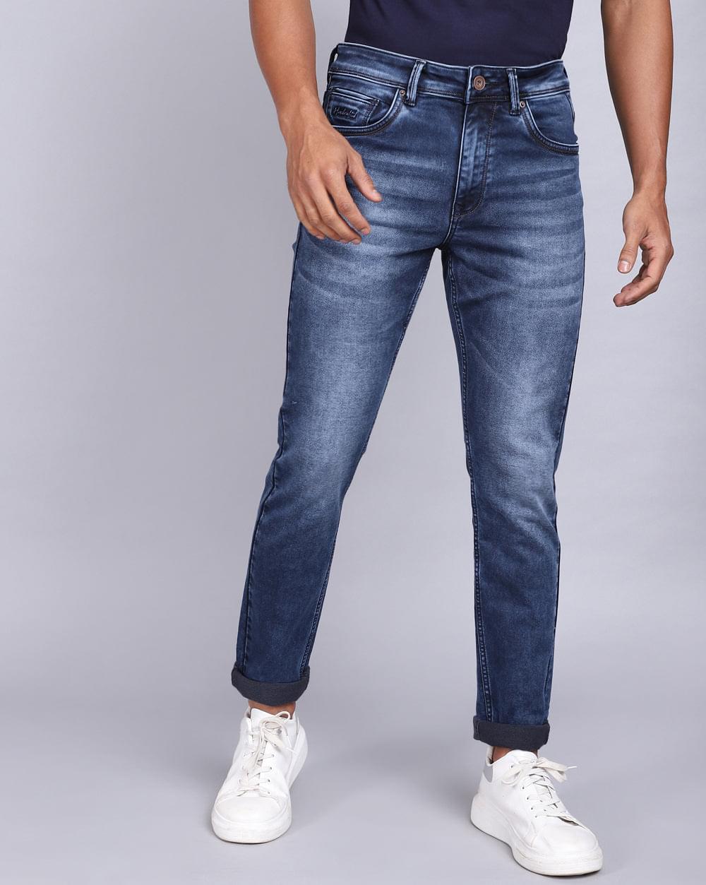 Ankle Fit Jeans-Washed Mid Blue