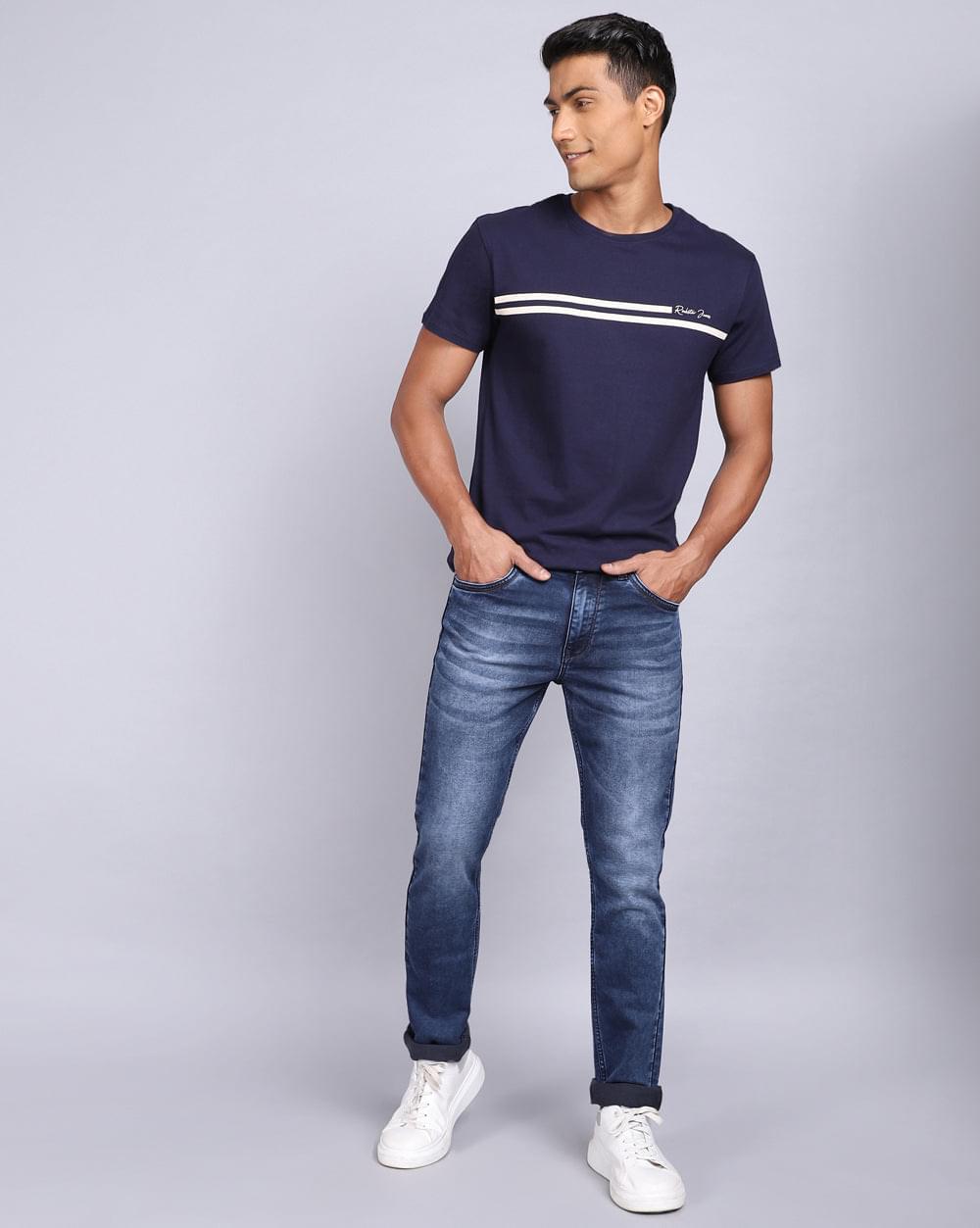 Ankle Fit Jeans-Washed Mid Blue