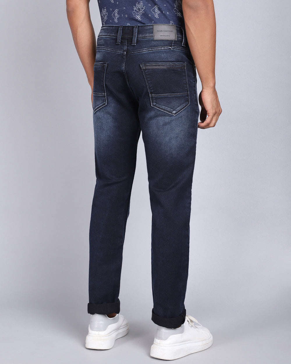 Slim Fit Jeans-Mild Washed Dark Blue